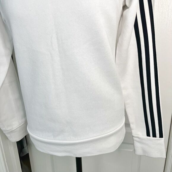 Adidas Classic Stripes Crewneck Long Sleeve Pullover Cotton Blend Sweatshirt - Picture 8 of 13